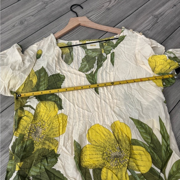 Anthropologie Maeve Maya Floral Flutter Sleeve Top - Size 10 - Picture 7 of 8